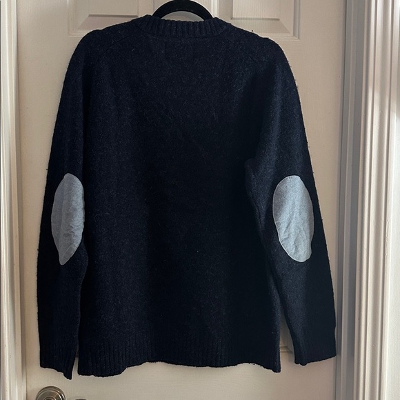 Wool rich men’s v neck 100% wool sweater size large elbow pads - Picture 3 of 6